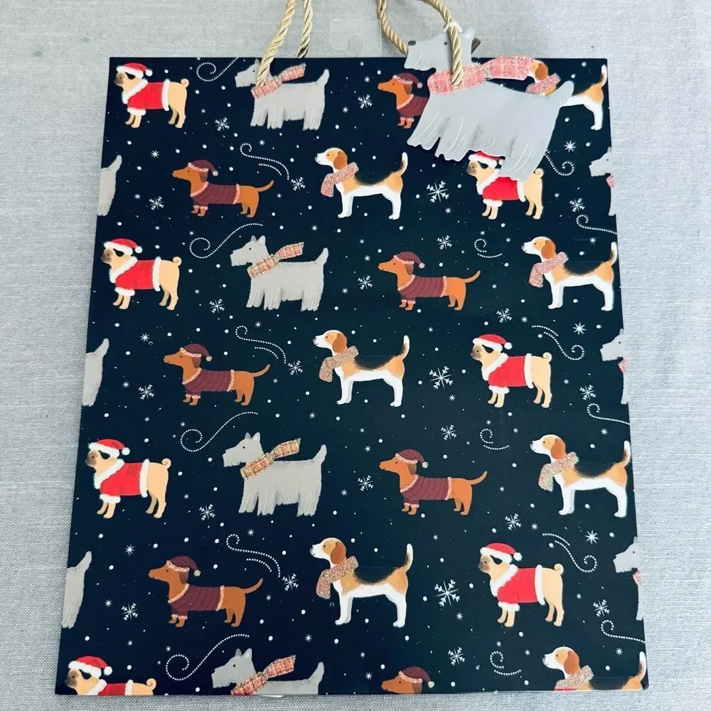 Christmas Holiday Dogs Dachshund Pug Beagle Schnauzer Gift Bag